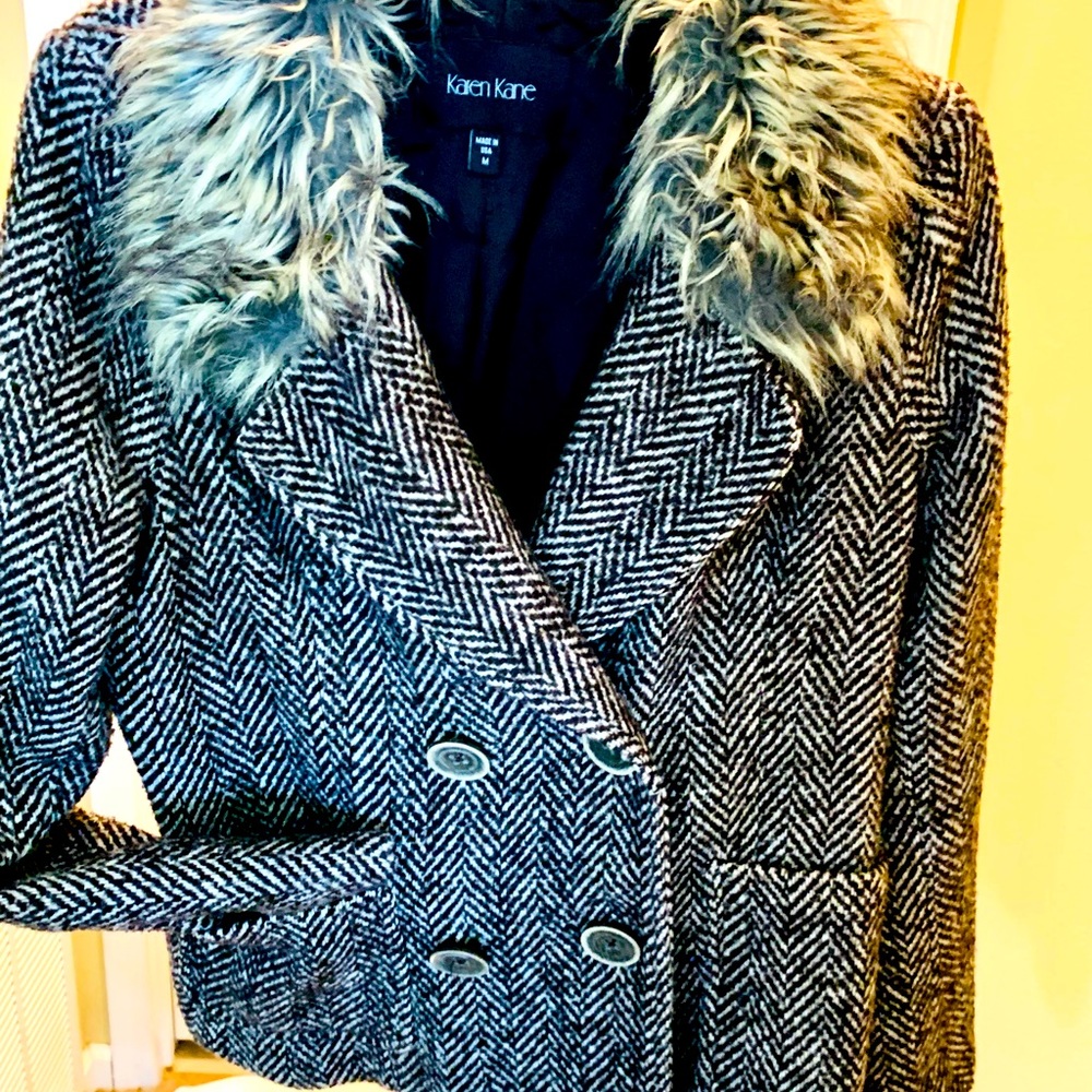 Karen Kane herringbone double breasted jacket